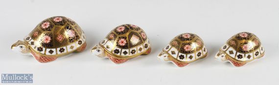 Royal Crown Derby The Yorkshire Rose Tortoise Family Paperweights incl father, mother and baby, each