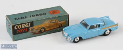 Corgi Toys 211 Studebaker Golden Hawk Boxed Diecast Car in light blue colour with gold coloured wing