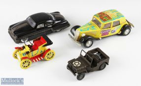 Selection of Tinplate Vehicles incl Triang clockwork Military Jeep with key, battery operated