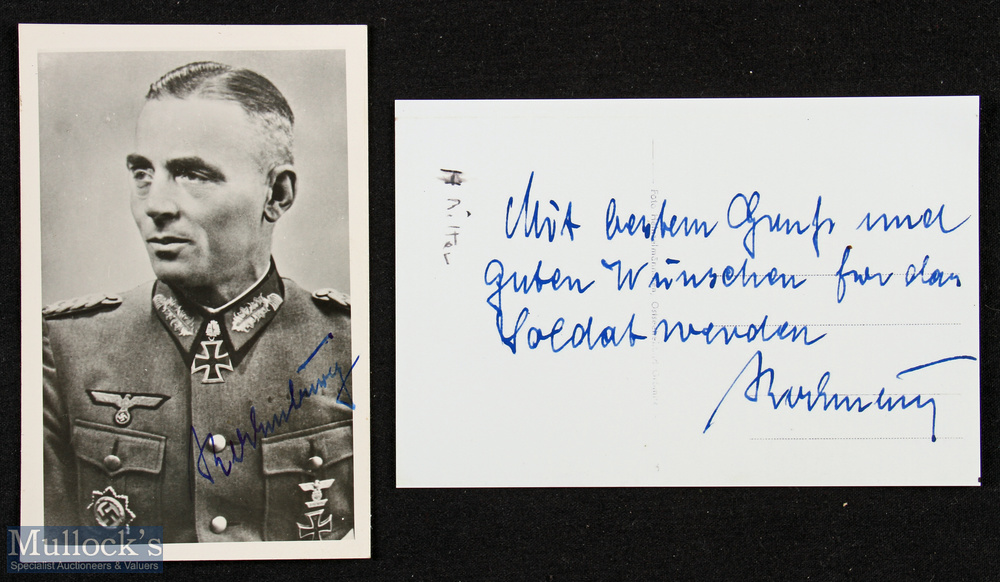 WWII – Autograph - Carl Rodenburg (1894-1992) Signed Photocard inscribed to the reverse with