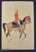 Military – Watercolour of a Horse Guard Trooper by De Goede, 26x38cm approx.