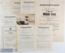 WWII Germania - Selection of [Reichsgesetzblatt] or German Reich Gazettes dates include 5 Feb