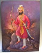 HUS Ratton ‘Guru Gobind Singh Ji’ Oil on Canvas slight damaged to top corners, measures 68x95cm