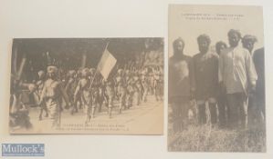 India – WWI c1914 Sikh Postcards set of (2) postcards showing Sikh regiments in France during WW1.