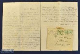 Postal History - Metropolitan & GCJ Committee marked 1915 Envelope with hand written letter