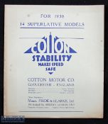 Cotton Motor Cycles Sales Catalogue Sub titles “For 1938 14 Superlative Models” a large fold out