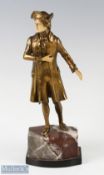 Later 20th century Art Deco Style Bronzed Figure of a Gent in 19th century dress, with ivory style
