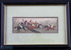 Steeplechase Horse Race 1880s Framed and untitled original Stevengraph - It is untitled but the