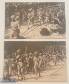 India – WWI c1914 Sikh Postcards set of (2) postcards showing a Sikh regiment, and Sikh bagpipers in