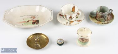 Mixed Golfing Selection – incl Spode Flemish Green coffee cup and saucer with golfer design, Crown