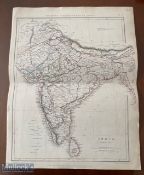 Map of India - Original 19th century map of India published after the Sikh wars showing the