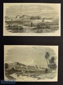 India & Punjab – Two Original Engravings to include Peshawur from a drawing by G T Vigne 1849