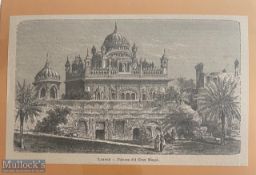 India – c1860s original 19th century steel engraving of Maharaja Ranjit Singh Samadhi at Lahore,