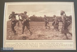 India – WWI c1914 original print showing Sikhs carrying the maxims into the firing line in France.