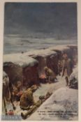 WWI Indian Military Postcard the Great War Indian troops freezing in the trenches. c1914