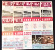 West Ham Utd in Europe home football programmes to include ECWC 1964/65 La Gantoise, Spartak Prague,