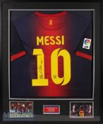 Signed Lionel Messi 2012/2013 Barcelona football shirt a replica shirt, No 10 to reverse, signed