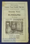 1946/47 Swansea Town v Plymouth Argyle Div. 2 match programme 5 April, Fair-good condition.