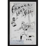 Very Rare France v Fiji 1964 Rugby Dinner Menu: In the classic decorative style of the era, if not