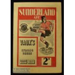 1952/53 Sunderland v Racing Club de Paris friendly match programme 25 March, team changes o/wise