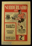 1952/53 Sunderland v Racing Club de Paris friendly match programme 25 March, team changes o/wise