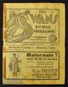 Scarce 1939/40 War abandoned season Swansea Town v Newport County South Western League football