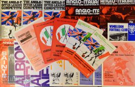 Early 1970s Anglo-Italian football match programmes to include 1970 Sunderland v Fiorentina v Lazio,