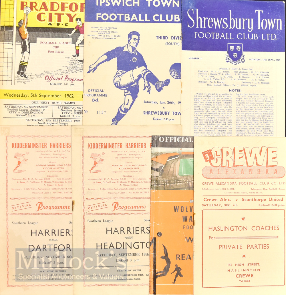 1954 Kidderminster Harriers v Headington football programme plus 54 Kidderminster Harriers v