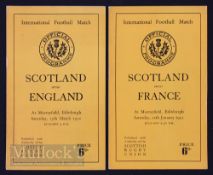 1952 Scottish Home Rugby Programmes (2): The issues v France and v England (team pics from 1892).
