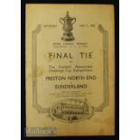 1937 FAC Final match programme Preston N.E. v Sunderland at Wembley; has grubby marks, covers