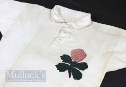 Extremely Rare 1875-6 England Rugby International White Jersey: White Collar and buttons with the