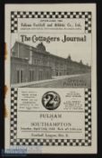 1935/36 Fulham v Southampton football programme Div. 2, 11 April; heavy rust to staples/spine.