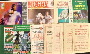 Sevens Rugby Programmes (12): 6 Snellings, 1960, 62, 64, 65, 68 (worn) & 1993; 2002 World Emirates