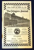 Pre-war 1933/34 Fulham v Hull City match programme 7 October, rusty staple o/wise good.
