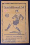 1938/39 Chesterfield v West Bromwich Albion Div. 2 football programme 18 February 1939, date on