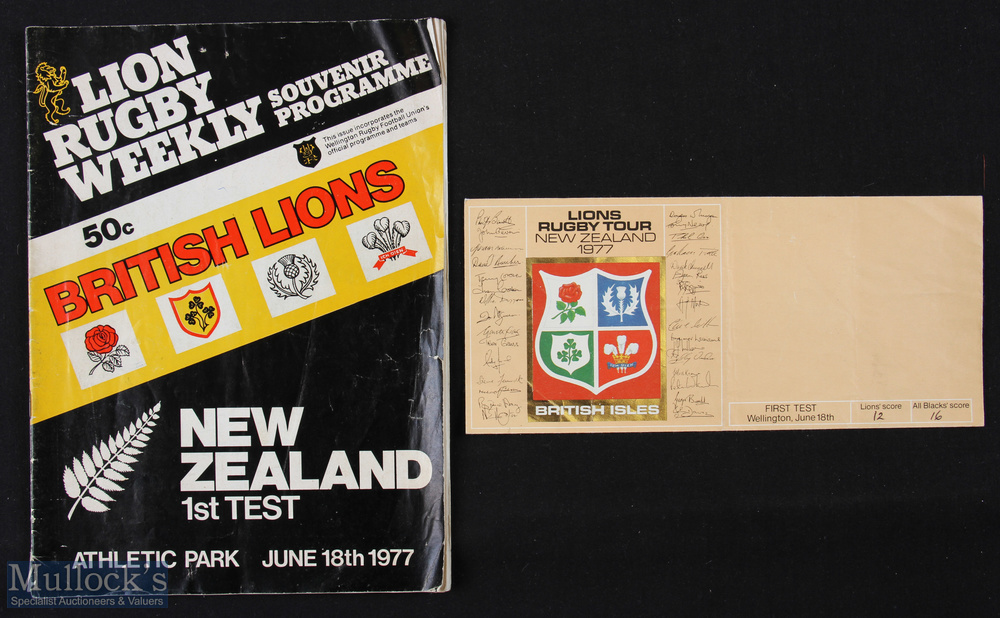 1977 British Lions Signed Test Programme/FDC (2): Issue from this opening Test v NZ, some wear but