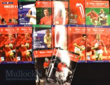 Wales ‘Doublers’ Rugby Programmes/Tickets 2001-2004 (16): 12 programmes, plus two duplicates and two