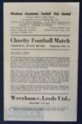 1964/65 Charity football match programme Wrexham v Leeds Utd 12 August at the Racecourse, 4 page