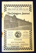 Pre-war 1934/35 Fulham v Southampton Div. 2 home match programme 3 November rusty staples.