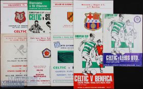 Celtic home match programmes in Europe 1963/64 Slovan Bratislava, 1964/65 SC Leixoes, Barcelona,