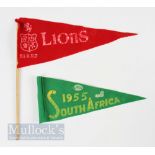 Scarce 1955 Rugby Fans’ Felt Pennants for hosts South Africa and the British Lions Tourists (2):