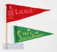 Scarce 1955 Rugby Fans’ Felt Pennants for hosts South Africa and the British Lions Tourists (2):