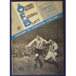 1951 Australian tour match programme Sunderland/SC Rapid/FK Austria 6th/7th June in Vienna. Good.