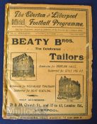 1904/1905 Liverpool v West Bromwich Albion Div. 2 football programme 15 October 1904 (double issue