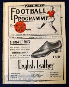 1933/34 Liverpool v West Bromwich Albion Div. 1 football programme 25 November 1933 (double issue