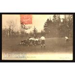 Scarce Early French Rugby Action Postcard: Postally used with stamp present, 1906 photo postcard