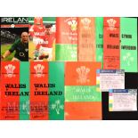 Wales v Ireland ‘Doublers’ Rugby Programmes etc (10): Two tickets (for 2002) and spare copies of