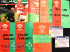 Wales v Ireland ‘Doublers’ Rugby Programmes etc (10): Two tickets (for 2002) and spare copies of