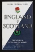 Autographs, 1973 England v Scotland Rugby Teams (23): the item signed by all the English XV and