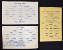 At Molineux 1953 The Army v RAF football programme single sheet (edge tears), 1955 Royal Navy v